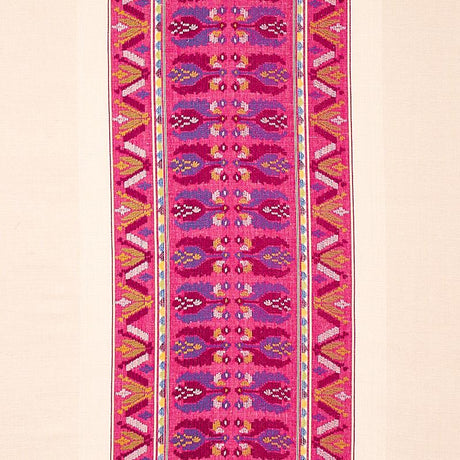 Schumacher Sandor Stripe Embroidery Magenta Fabric