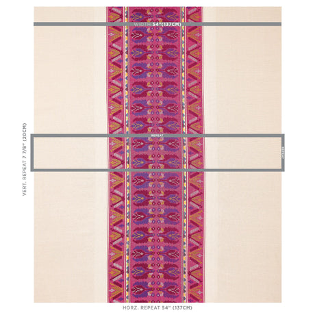 Schumacher Sandor Stripe Embroidery Magenta Fabric