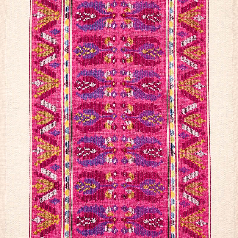 Schumacher Sandor Stripe Embroidery Magenta Fabric