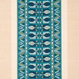 Schumacher Sandor Stripe Embroidery Peacock Fabric