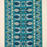 Schumacher Sandor Stripe Embroidery Peacock Fabric
