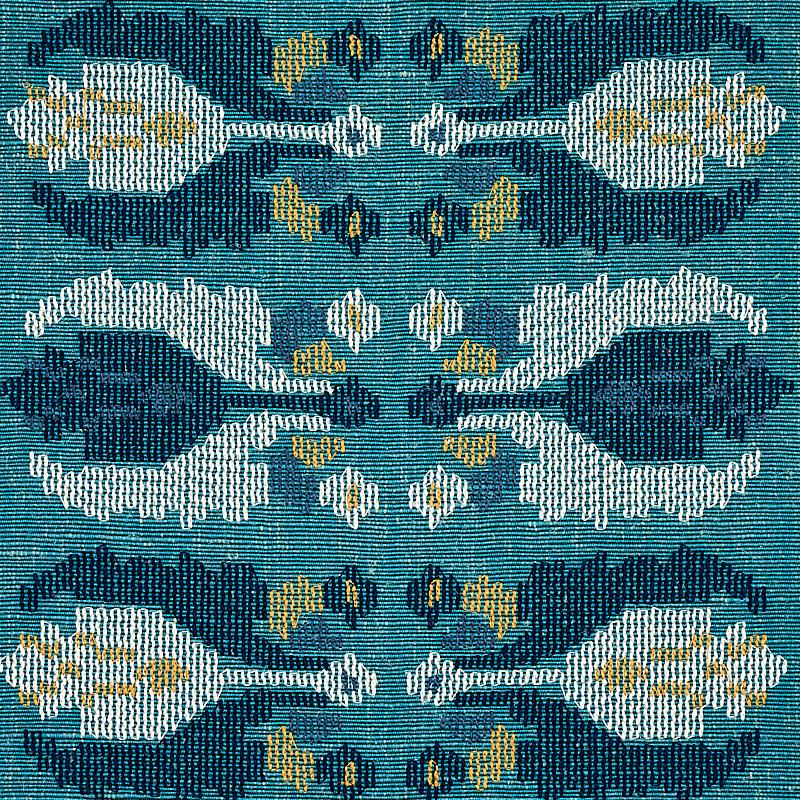 Schumacher Sandor Stripe Embroidery Peacock Fabric
