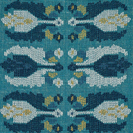 Schumacher Sandor Stripe Embroidery Peacock Fabric