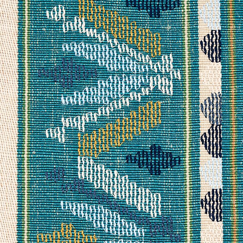 Schumacher Sandor Stripe Embroidery Peacock Fabric