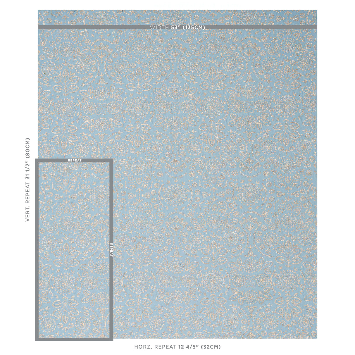 Schumacher Tiana Embroidery Chambray Fabric