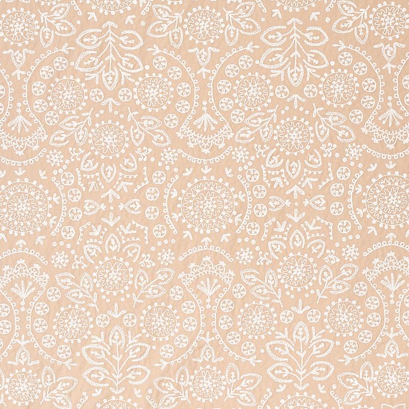 Schumacher Tiana Embroidery Natural Fabric