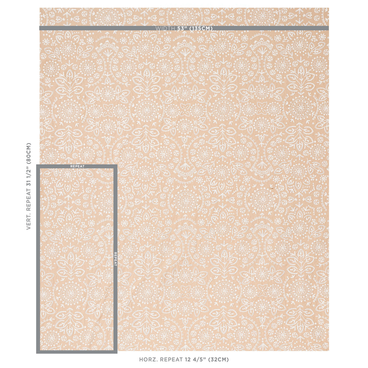 Schumacher Tiana Embroidery Natural Fabric