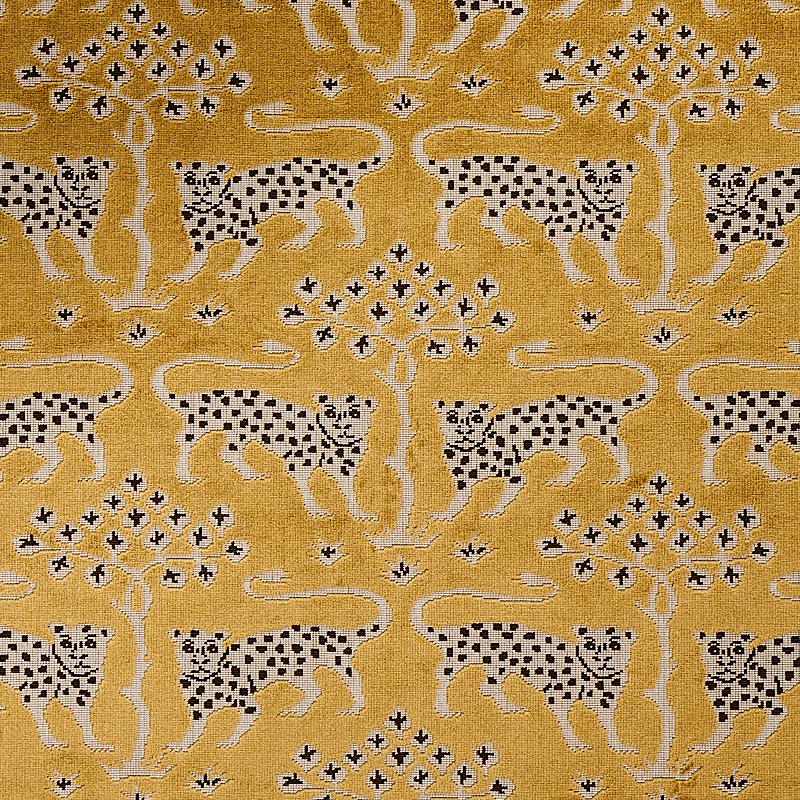 Schumacher Woodland Leopard Velvet Gold Fabric