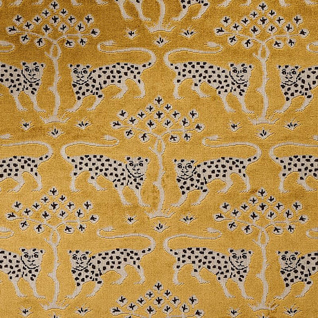 Schumacher Woodland Leopard Velvet Gold Fabric