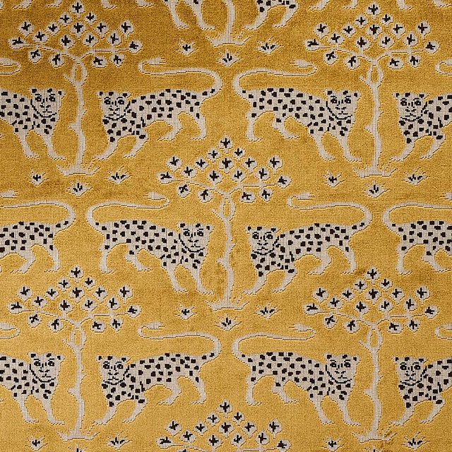Schumacher Woodland Leopard Velvet Gold Fabric