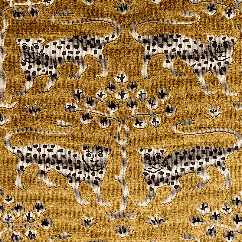 Schumacher Woodland Leopard Velvet Gold Fabric