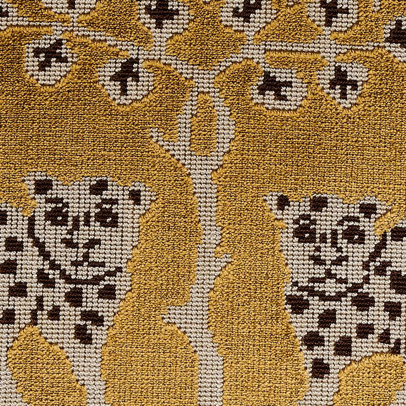Schumacher Woodland Leopard Velvet Gold Fabric