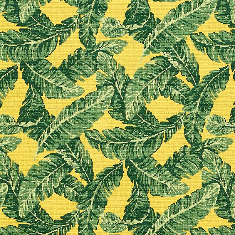 Schumacher Tropical Leaf Pingl Green & Yellow Fabric