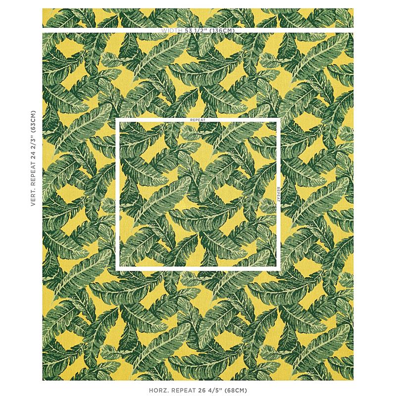 Schumacher Tropical Leaf Pingl Green & Yellow Fabric