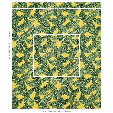Schumacher Tropical Leaf Pingl Green & Yellow Fabric