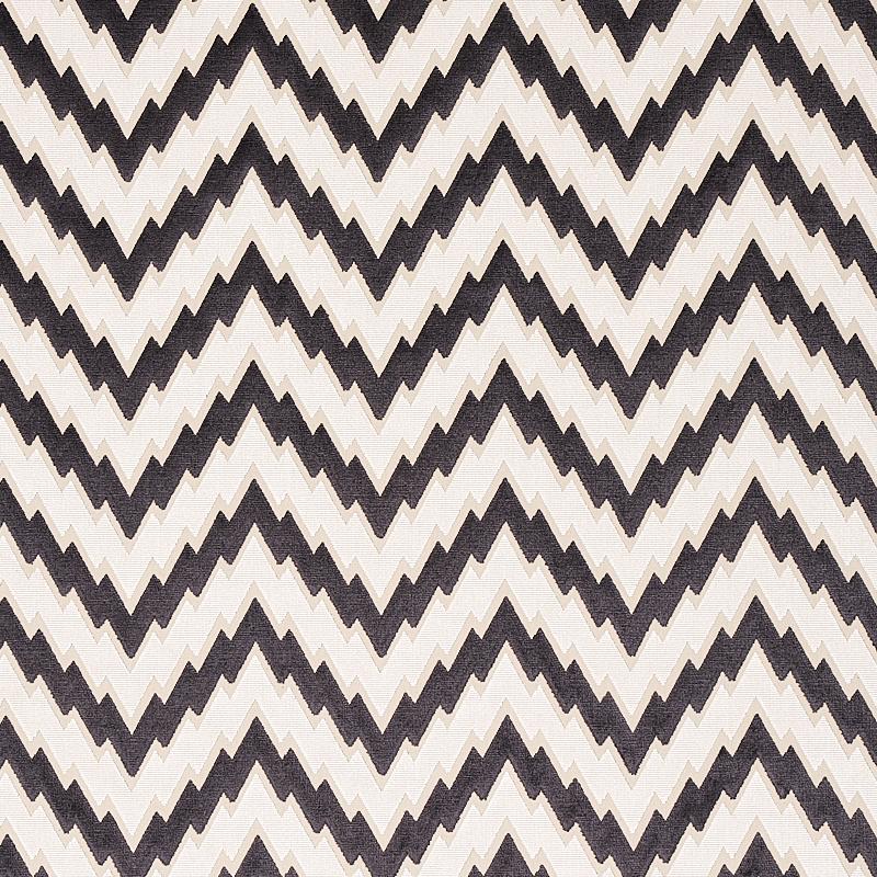 Schumacher Florentine Chevron Velvet Black Fabric