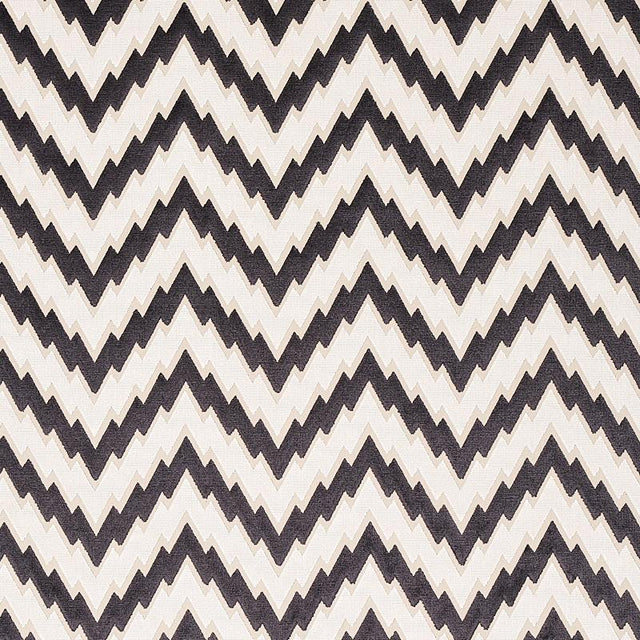 Schumacher Florentine Chevron Velvet Black Fabric