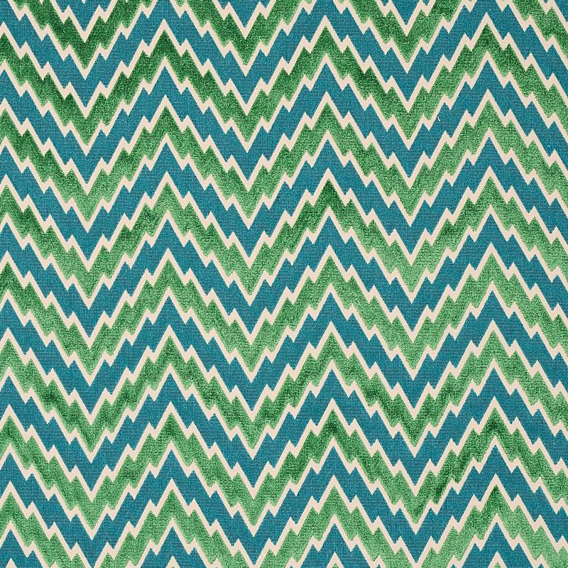 Schumacher Florentine Chevron Velvet Emerald Fabric