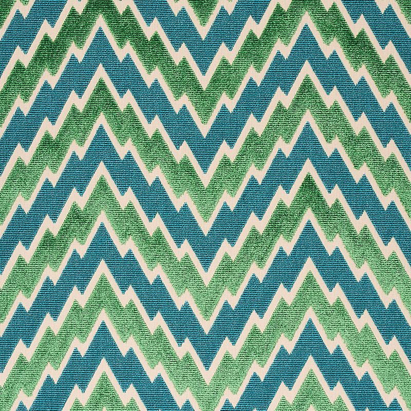 Schumacher Florentine Chevron Velvet Emerald Fabric
