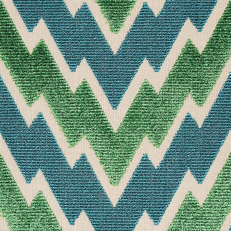 Schumacher Florentine Chevron Velvet Emerald Fabric