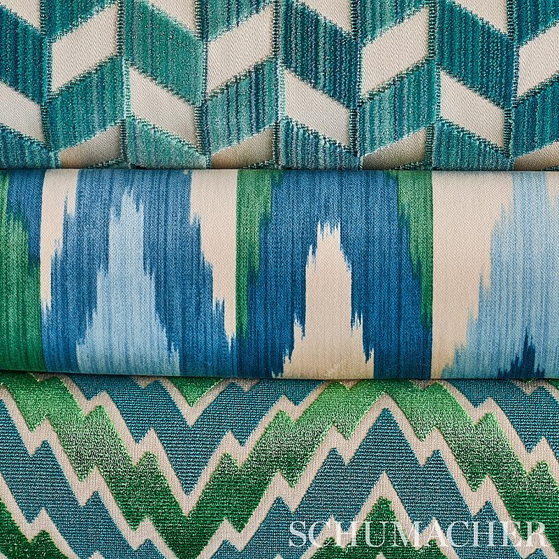 Schumacher Florentine Chevron Velvet Emerald Fabric