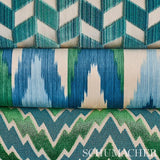 Schumacher Florentine Chevron Velvet Emerald Fabric