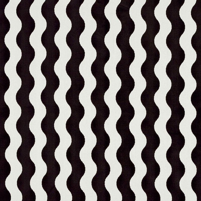 Schumacher The Wave Velvet Black Fabric