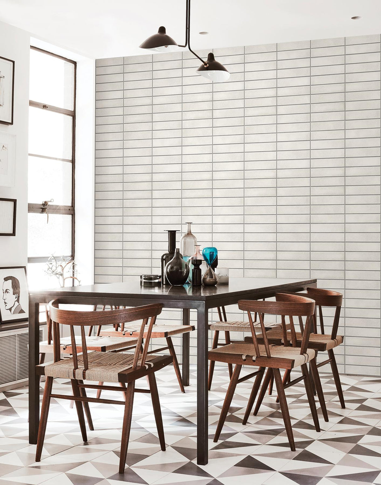 A-Street Prints Midcentury Modern White Brick Wallpaper