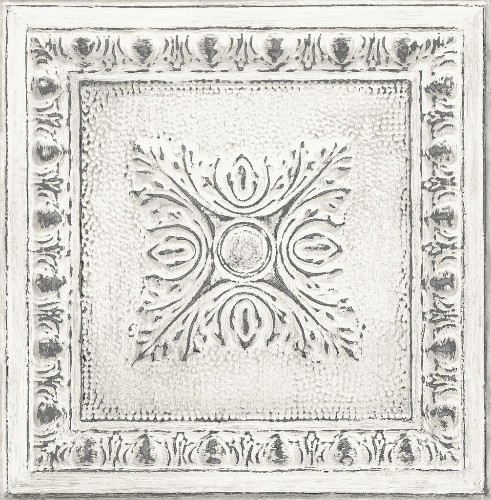 A-Street Prints Ornamental Off-White Tin Tile Wallpaper