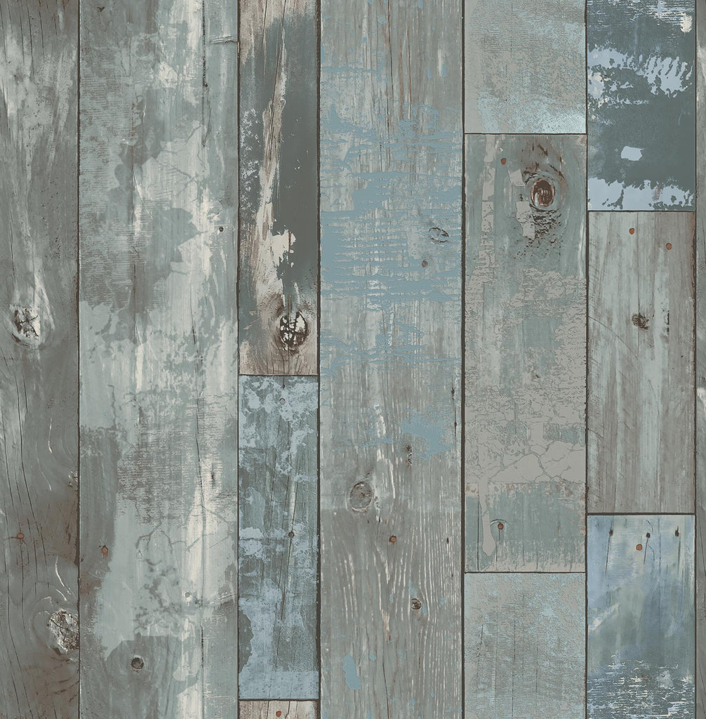 A-Street Prints Deena Blue Distressed Wood Wallpaper