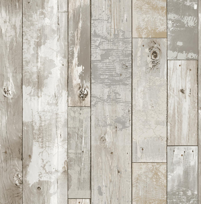 A-Street Prints Deena Grey Distressed Wood Wallpaper