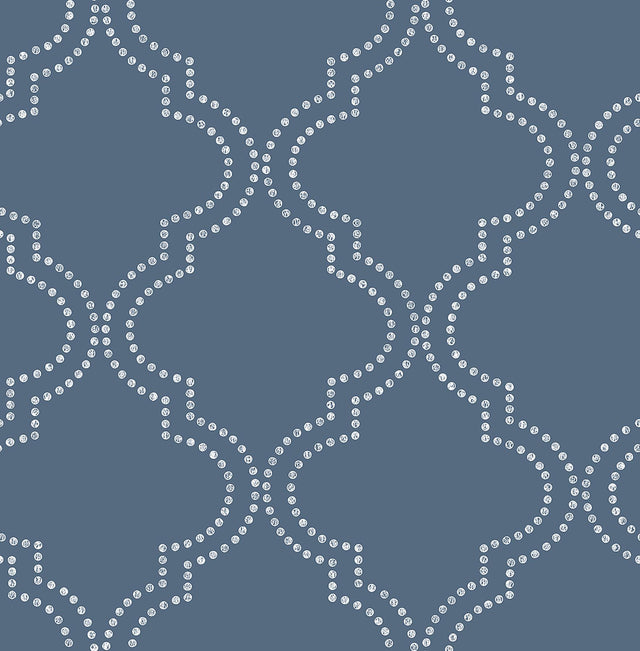 A-Street Prints Tetra Blue Quatrefoil Wallpaper