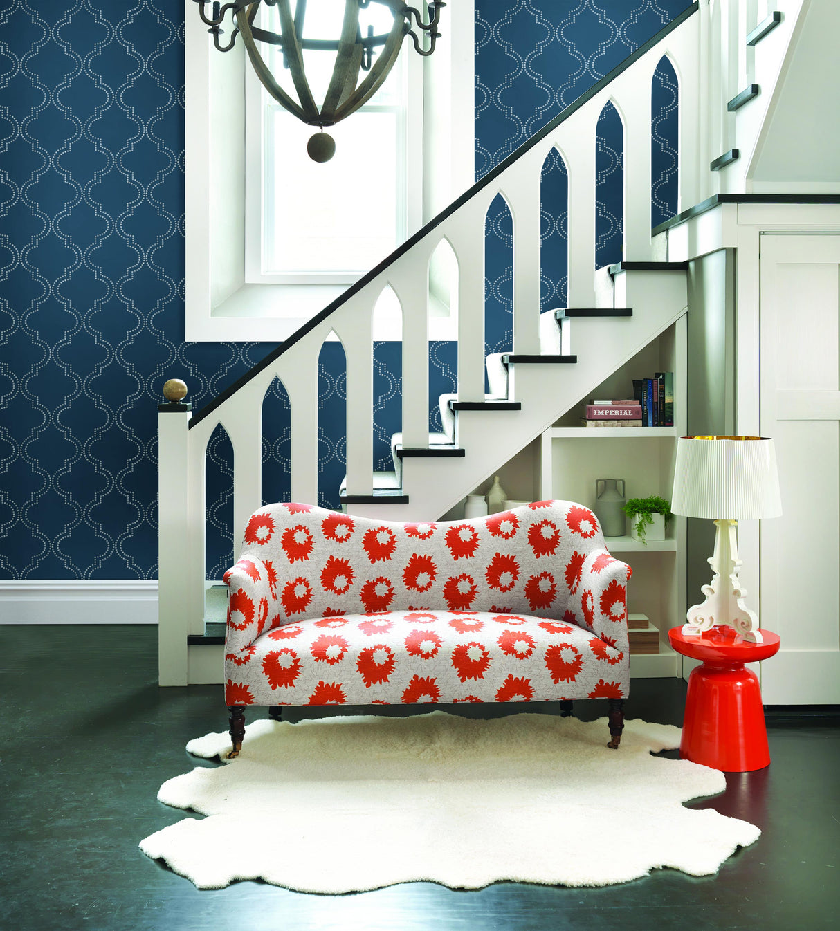 A-Street Prints Tetra Blue Quatrefoil Wallpaper