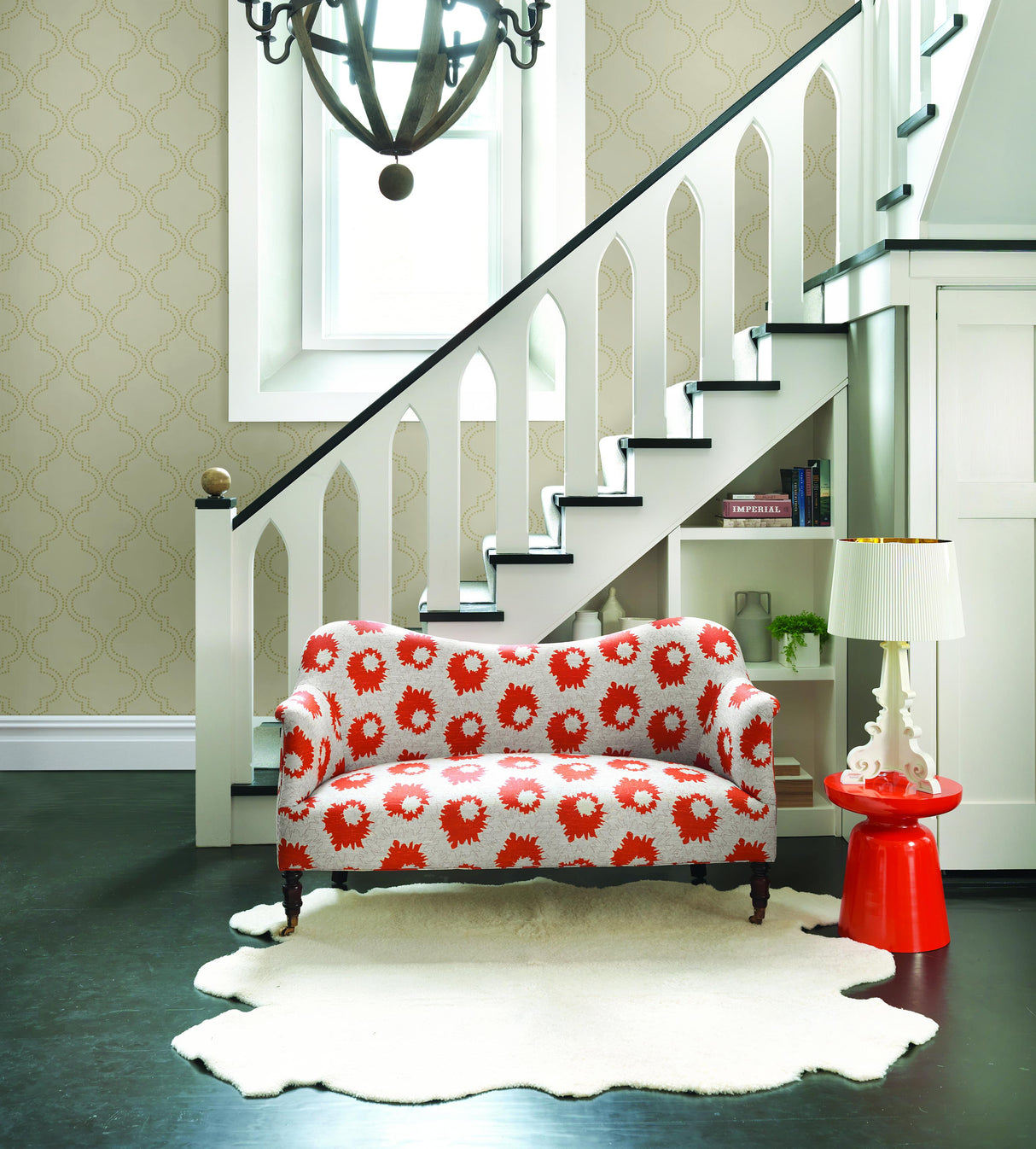 A-Street Prints Tetra Beige Quatrefoil Wallpaper