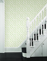 A-Street Prints Quantum Green Trellis Wallpaper
