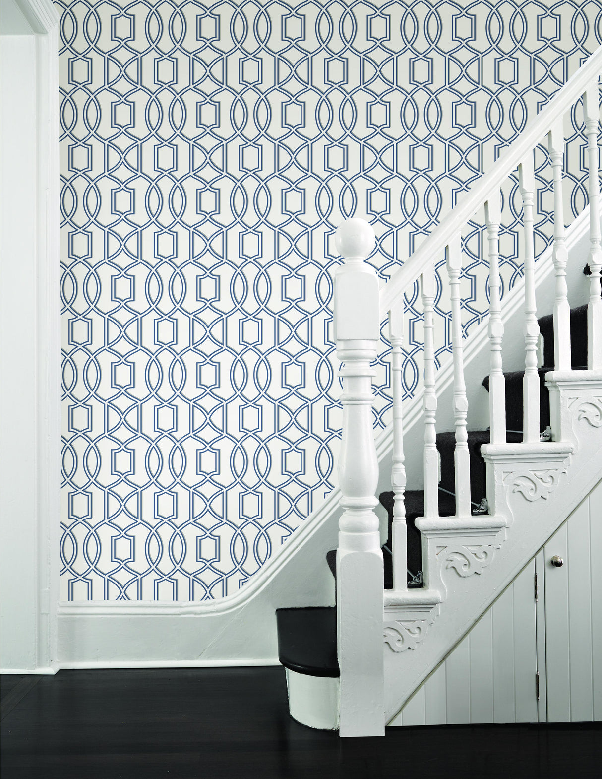 A-Street Prints Quantum Blue Trellis Wallpaper