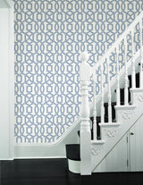 A-Street Prints Quantum Blue Trellis Wallpaper