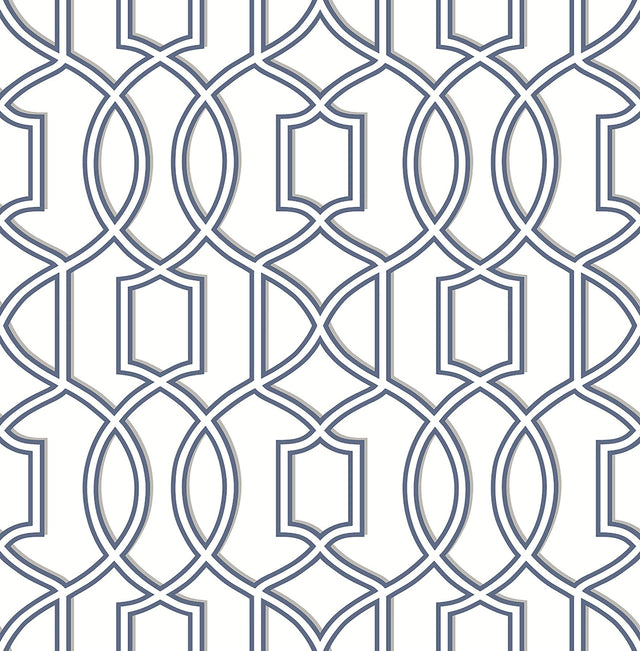 A-Street Prints Quantum Blue Trellis Wallpaper