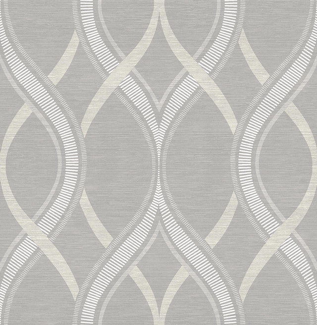 A-Street Prints Frequency Grey Ogee Wallpaper