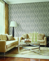 A-Street Prints Frequency Grey Ogee Wallpaper