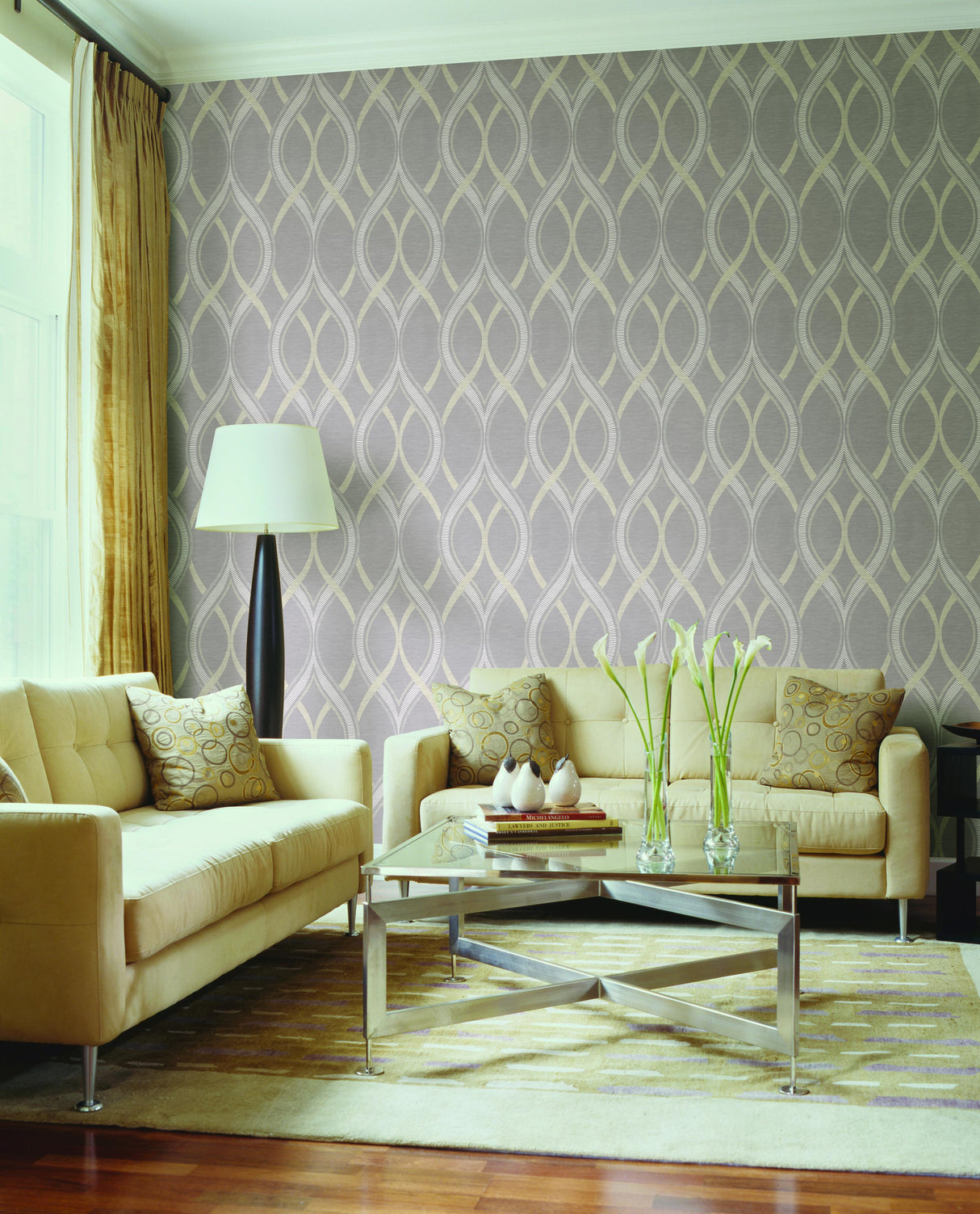 A-Street Prints Frequency Lavender Ogee Wallpaper