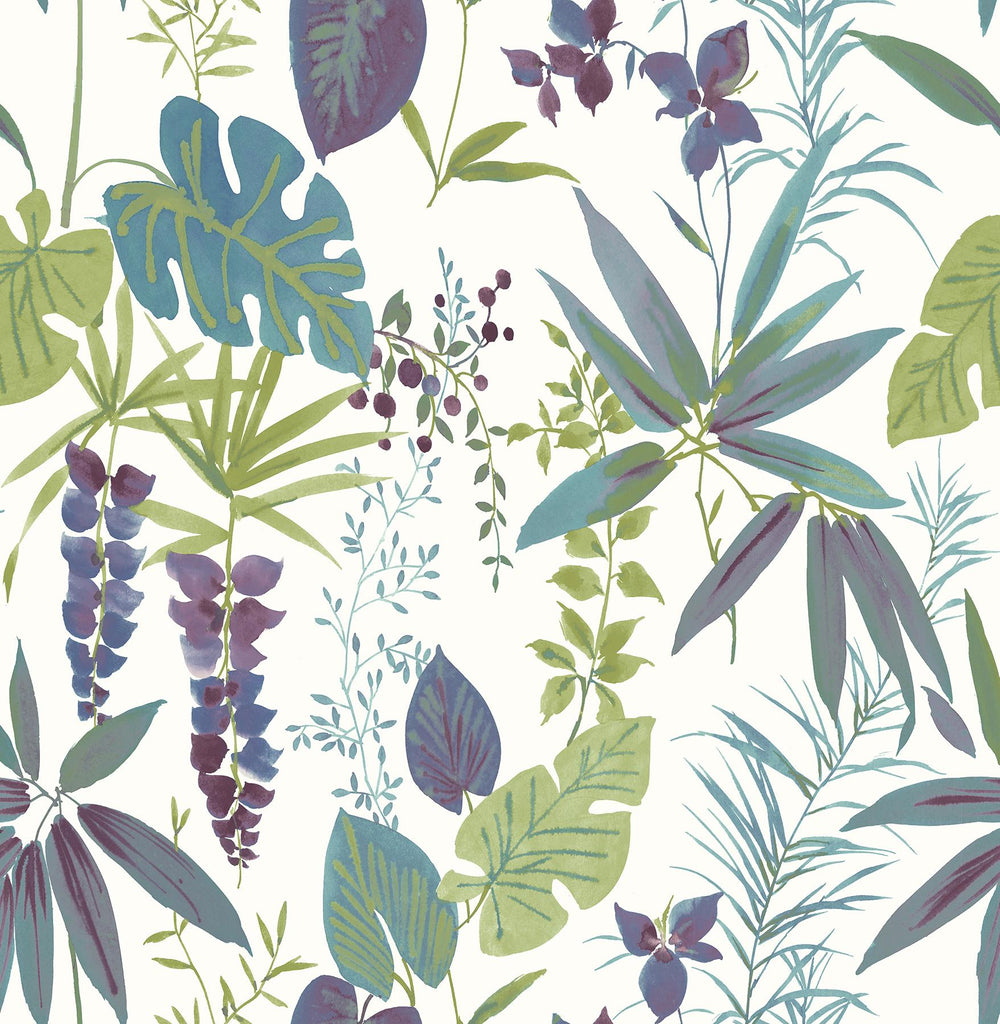 A-Street Prints Descano Exotic Botanical Plum Wallpaper