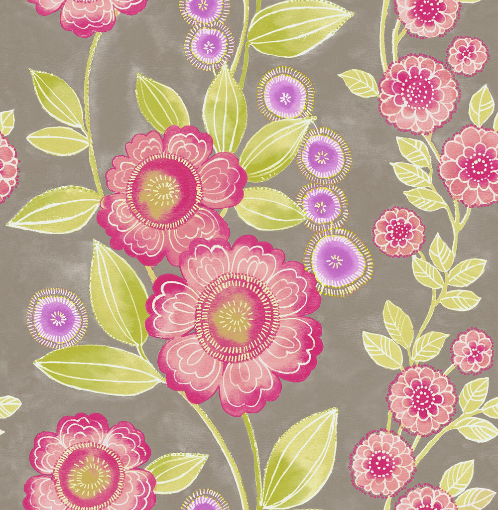 A-Street Prints Bloom Floral Pink Wallpaper
