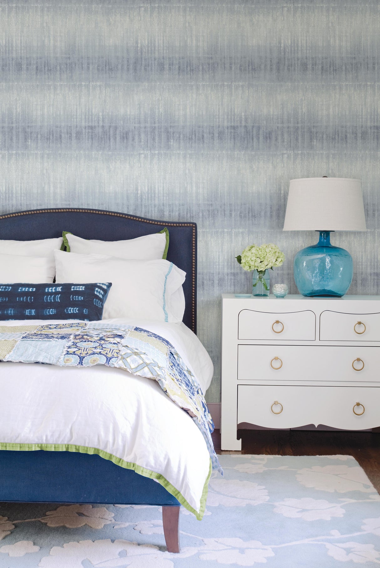 A-Street Prints Sanctuary Blueberry Texture Stripe Wallpaper