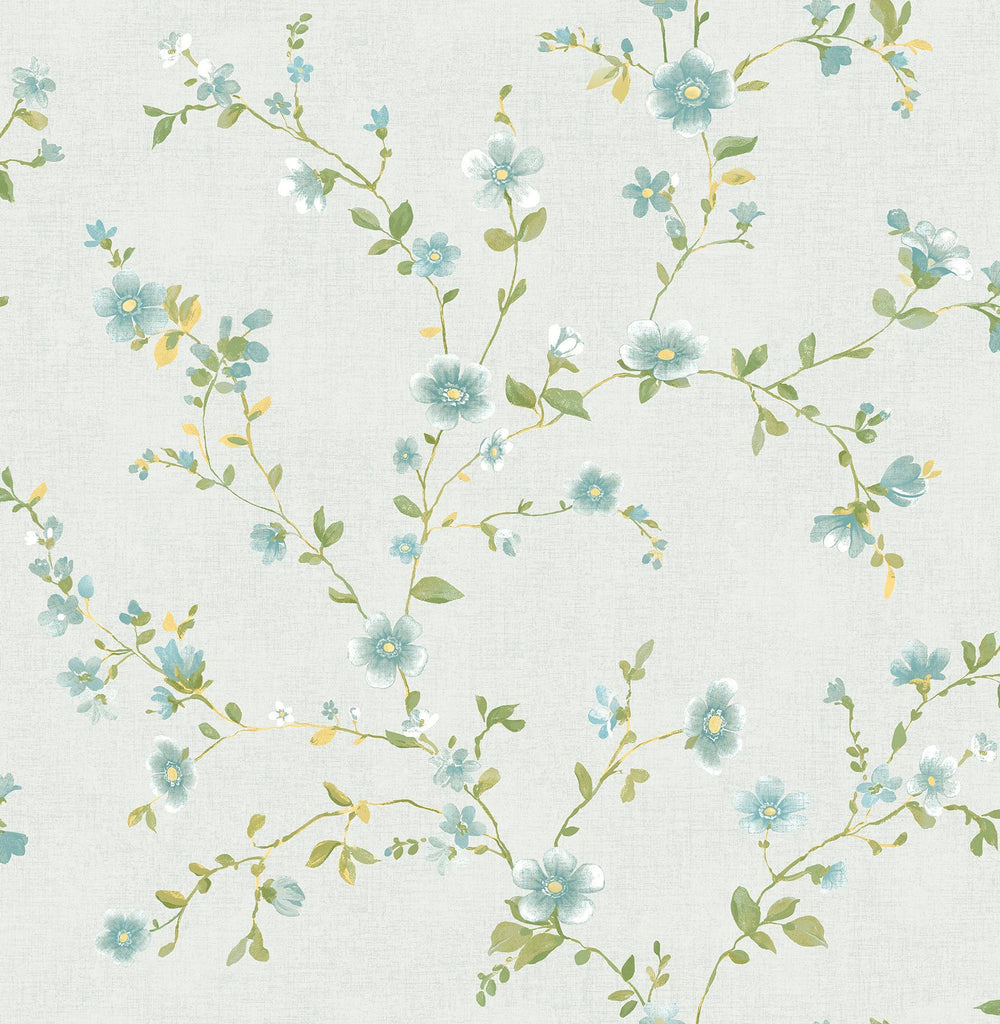 A-Street Prints Delphine Light Blue Floral Wallpaper