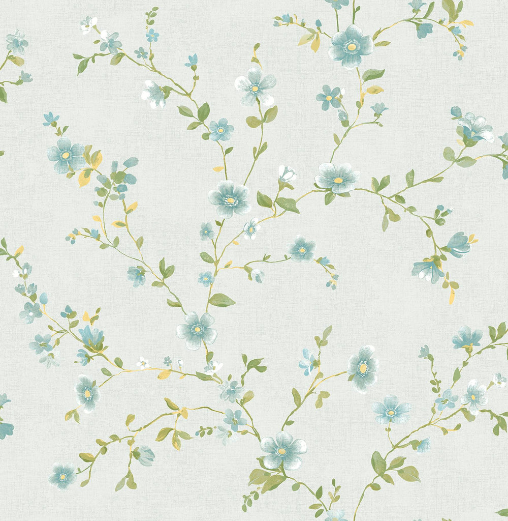 A-Street Prints Delphine Floral Light Blue Wallpaper