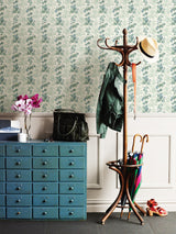 A-Street Prints Charlise Teal Floral Stripe Wallpaper