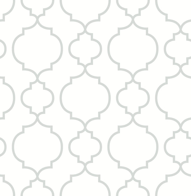 A-Street Prints Desiree White Quatrefoil Wallpaper
