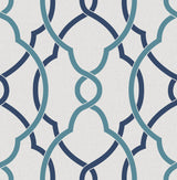 A-Street Prints Sausalito Navy Lattice Wallpaper