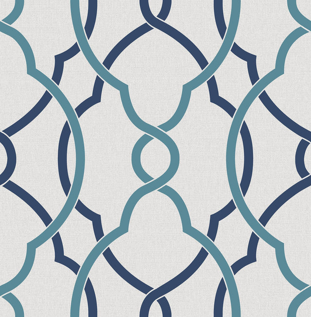 A-Street Prints Sausalito Navy Lattice Wallpaper